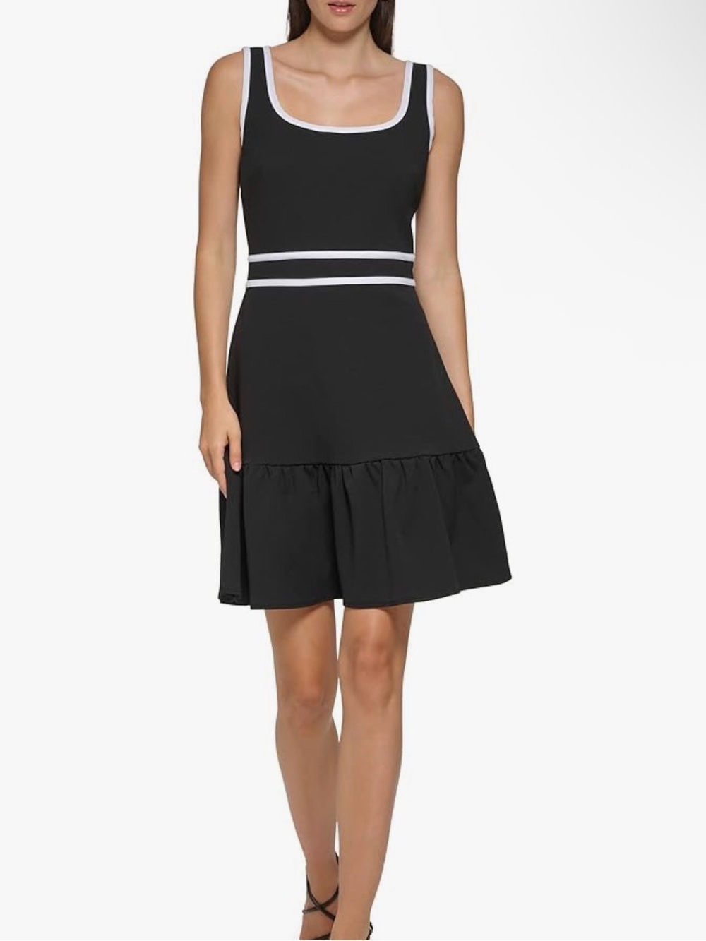 Karl Lagerfeld Black Dress with White Trim